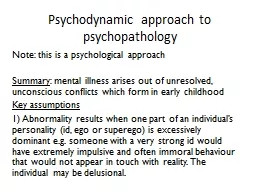 Psychodynamic approach to psychopathology