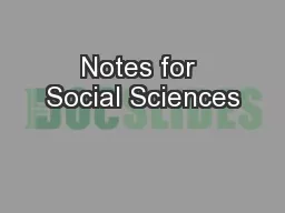 Notes for Social Sciences