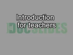 Introduction for teachers