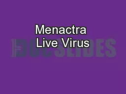 Menactra Live Virus