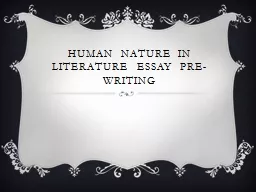 Human Nature in Literature Essay Pre-writing