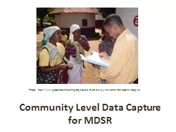 Community Level Data Capture for MDSR