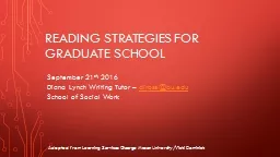 Reading Strategies for Graduate School