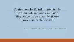 Contestarea Hotărârilor instanței de insolvabilitate în