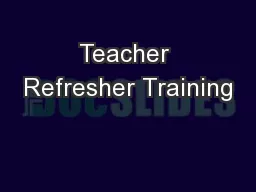 Teacher Refresher Training