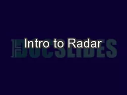 Intro to Radar