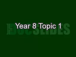 Year 8 Topic 1