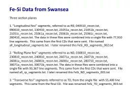 Fe-Si Data from Swansea