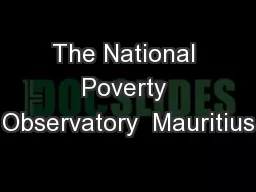 The National Poverty Observatory  Mauritius