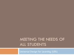 Meeting the needs of all students