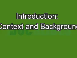Introduction: Context and Background