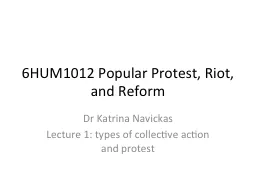6HUM1012 Popular Protest, Riot, and Reform