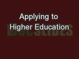 Applying to Higher Education