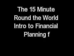 The 15 Minute Round the World Intro to Financial Planning f