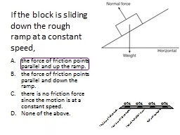 If the block is sliding down the rough ramp at a constant s
