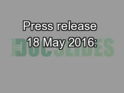 Press release 18 May 2016: