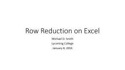 Row Reduction on Excel