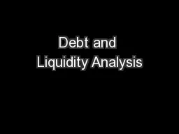Debt and Liquidity Analysis