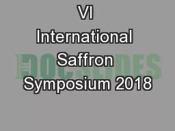 VI International Saffron Symposium 2018