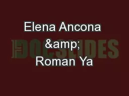 Elena Ancona & Roman Ya