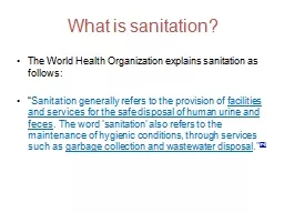 What is sanitation?