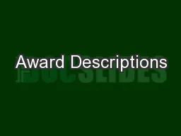 Award Descriptions