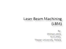 Laser Beam Machining