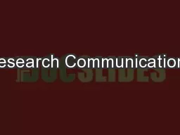 Research Communications