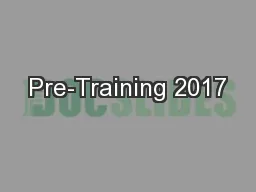 Pre-Training 2017