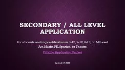 Secondary / All Level Application