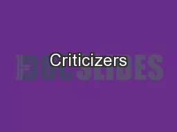 Criticizers