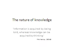 The nature of knowledge