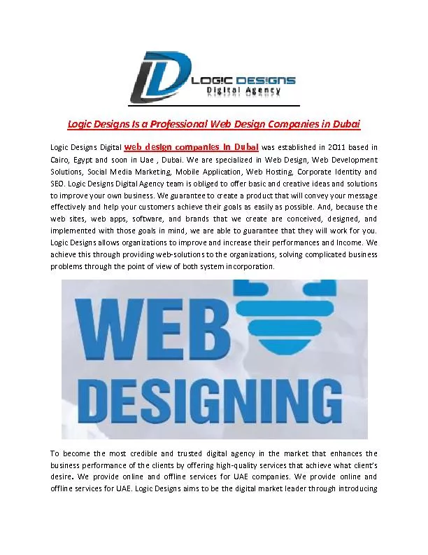 Logic Designs Is a Professional Web Design Companies in Dubai