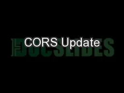 CORS Update