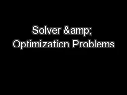 Solver & Optimization Problems