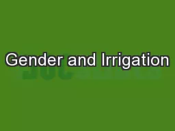 Gender and Irrigation