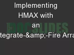 Implementing HMAX with an Integrate-&-Fire Array