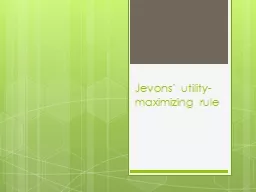 Jevons’ utility-maximizing rule