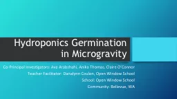 Hydroponics Germination in Microgravity