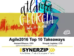 Agile2016 Top 10 Takeaways