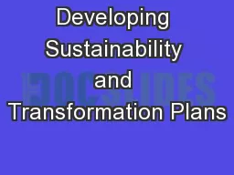 Developing Sustainability and Transformation Plans