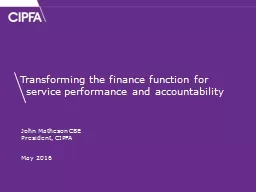 Transforming the finance function for service performance a