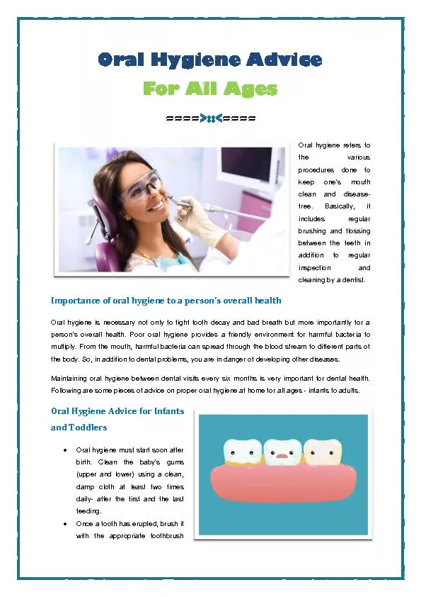Oral Hygiene Advice For All Ages