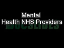 Mental Health NHS Providers