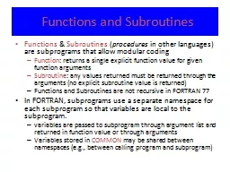 Functions and Subroutines