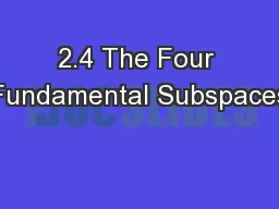2.4 The Four Fundamental Subspaces