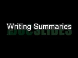 Writing Summaries