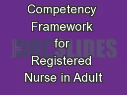 National Competency Framework for Registered Nurse in Adult