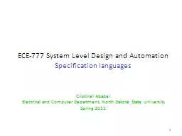 ECE-777 System Level Design and Automation