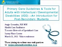 Primary Care Guidelines & Tools for Adults with Intelle